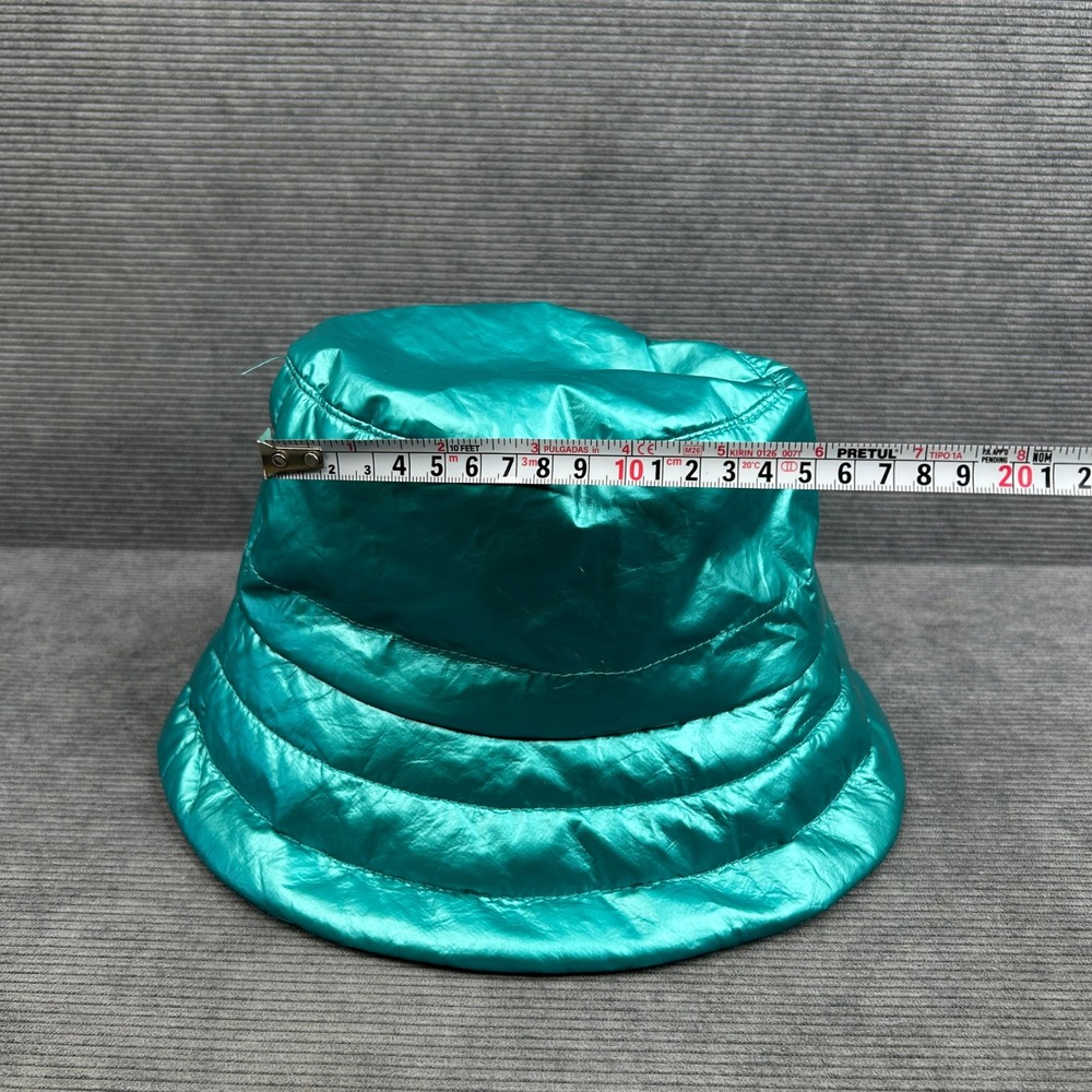 By Anthropologie Metallic Teal Green Quilted Puffer Bucket Hat Y2k RN66170 - Picture 5 of 7